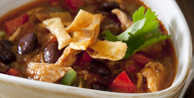 Spicy Tortilla Soup with Black Beans