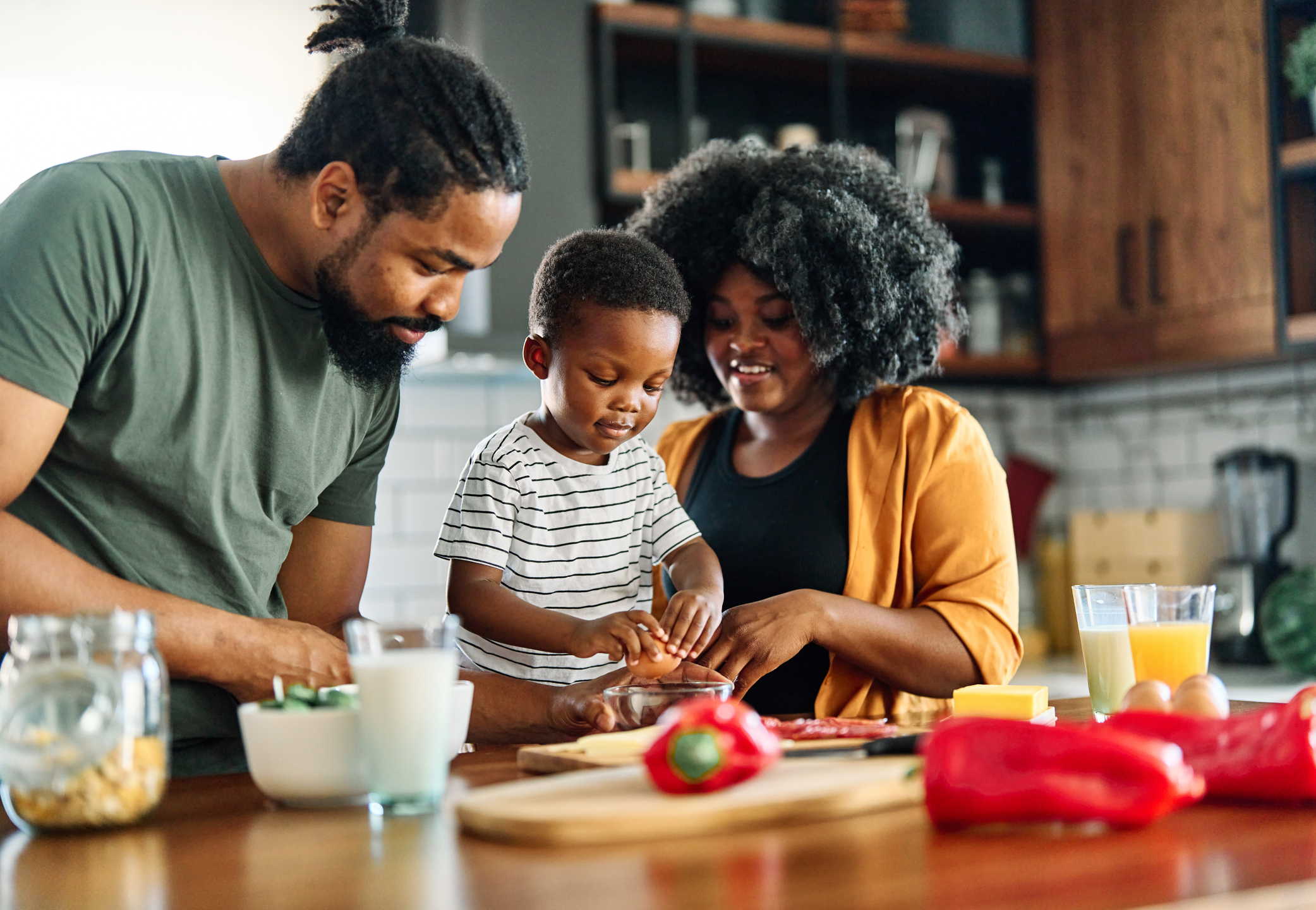 Family preparing a healthy meal together